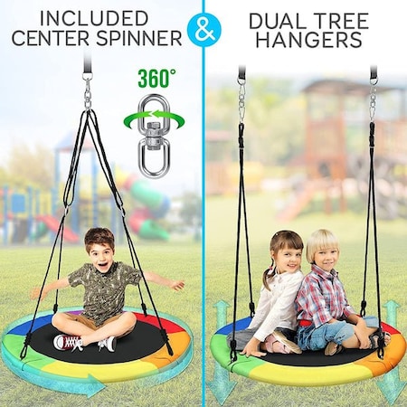Serenelife Flying Fun Toy Swing - Indoor/Outdoor Hanging Rope Swinging Seat Spinner (Rainbow) SLSWNG100RB
